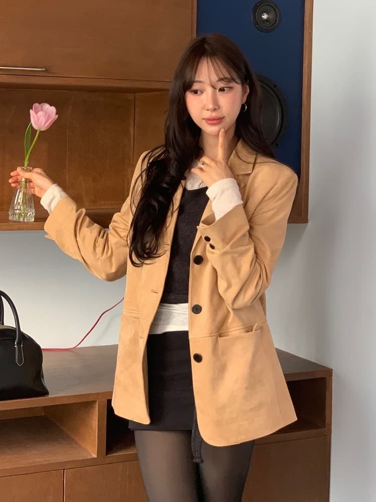 싱글 쓰리버튼 스웨이드 자켓 OL5XJ8800