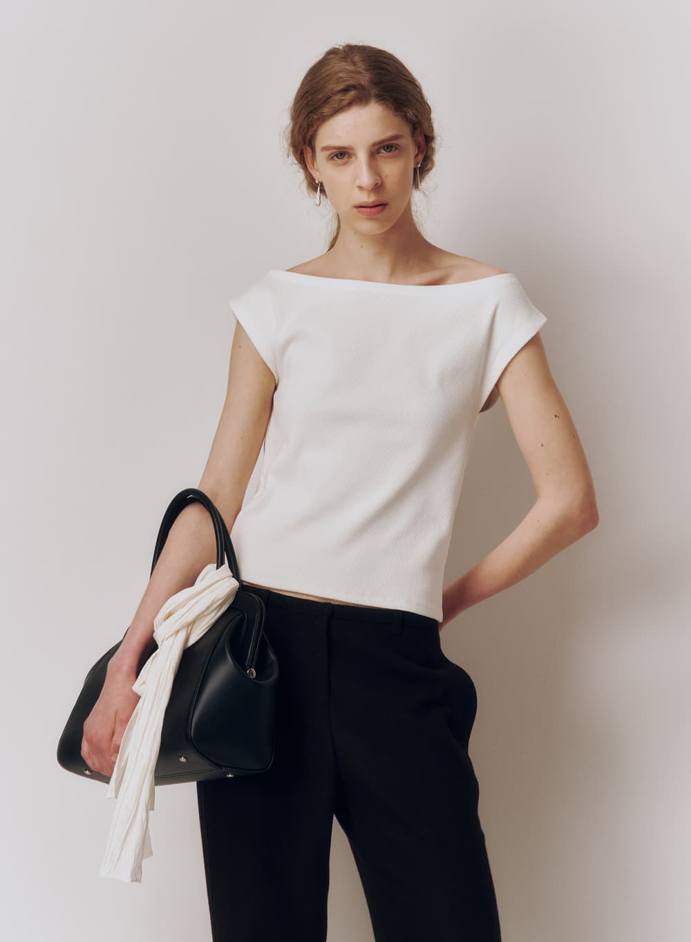 French Sleeve Jersey Top White