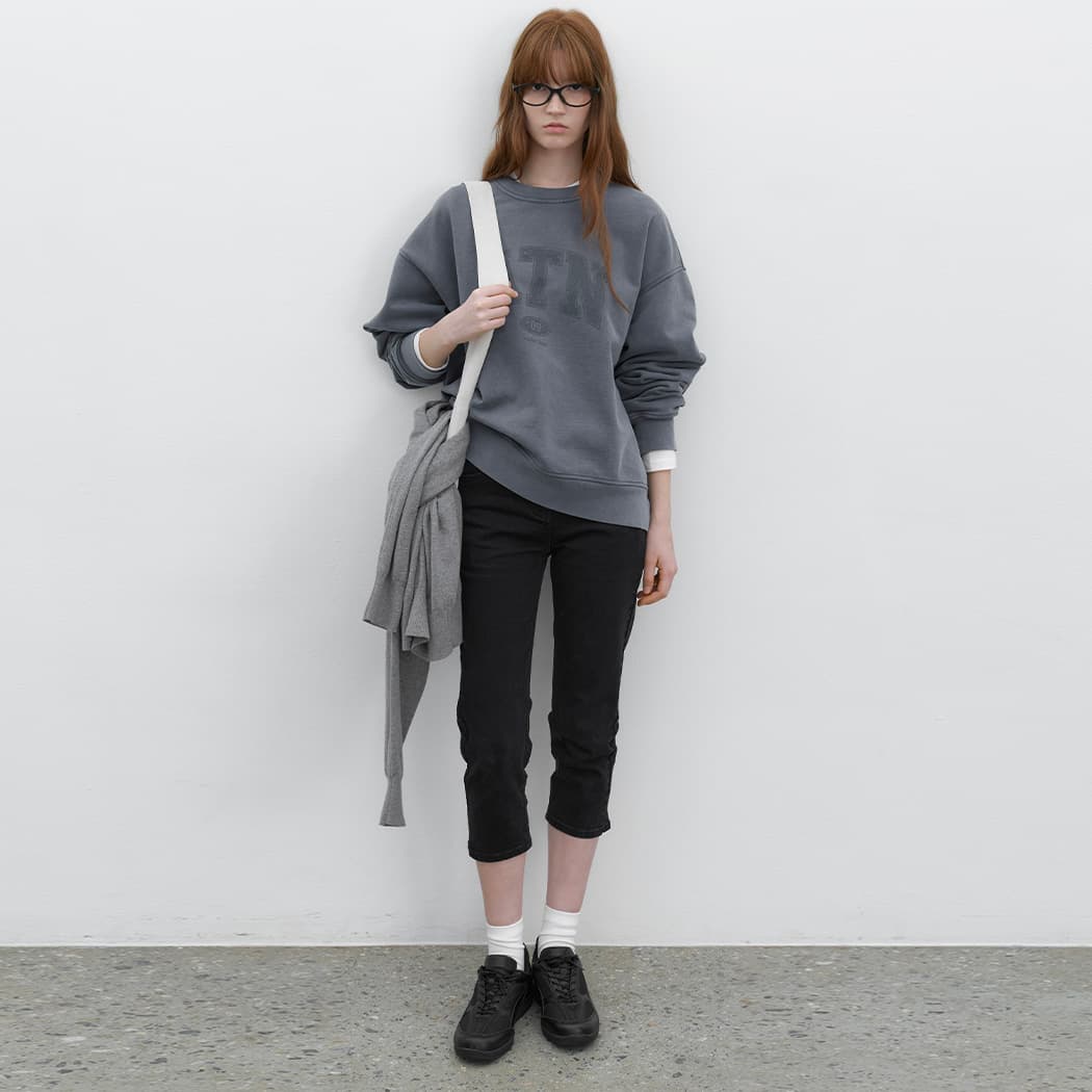 (PT-5737)BLACK DENIM CAPRI PANTS