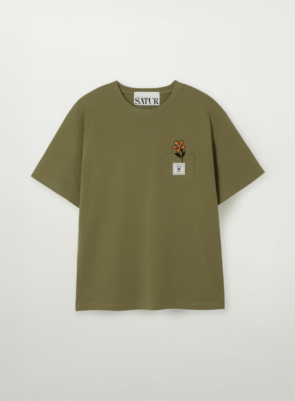 Flower Pocket T-Shirt - Khaki