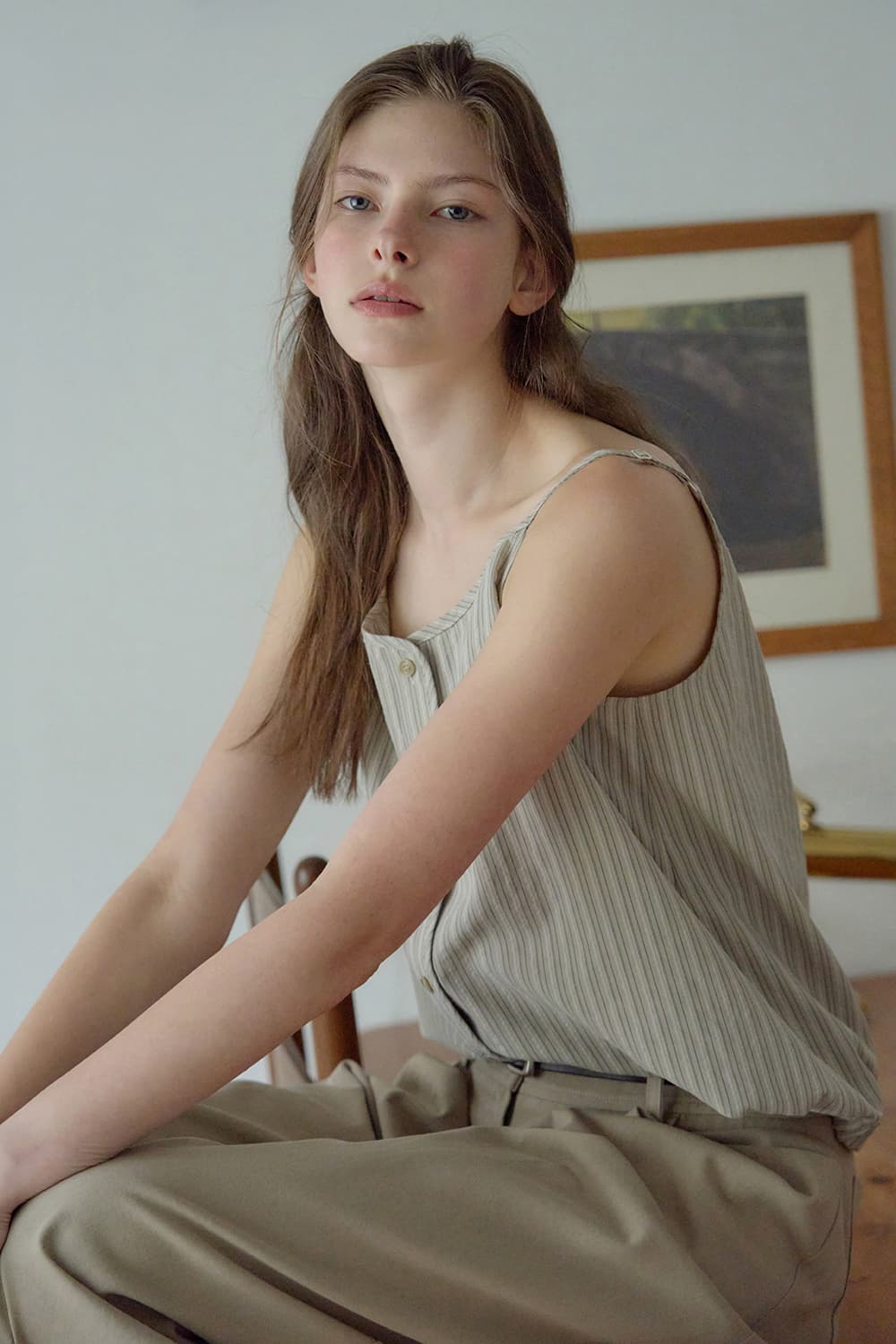 Two-way banding sleeveless vest Beige/ST [N6MBL05]