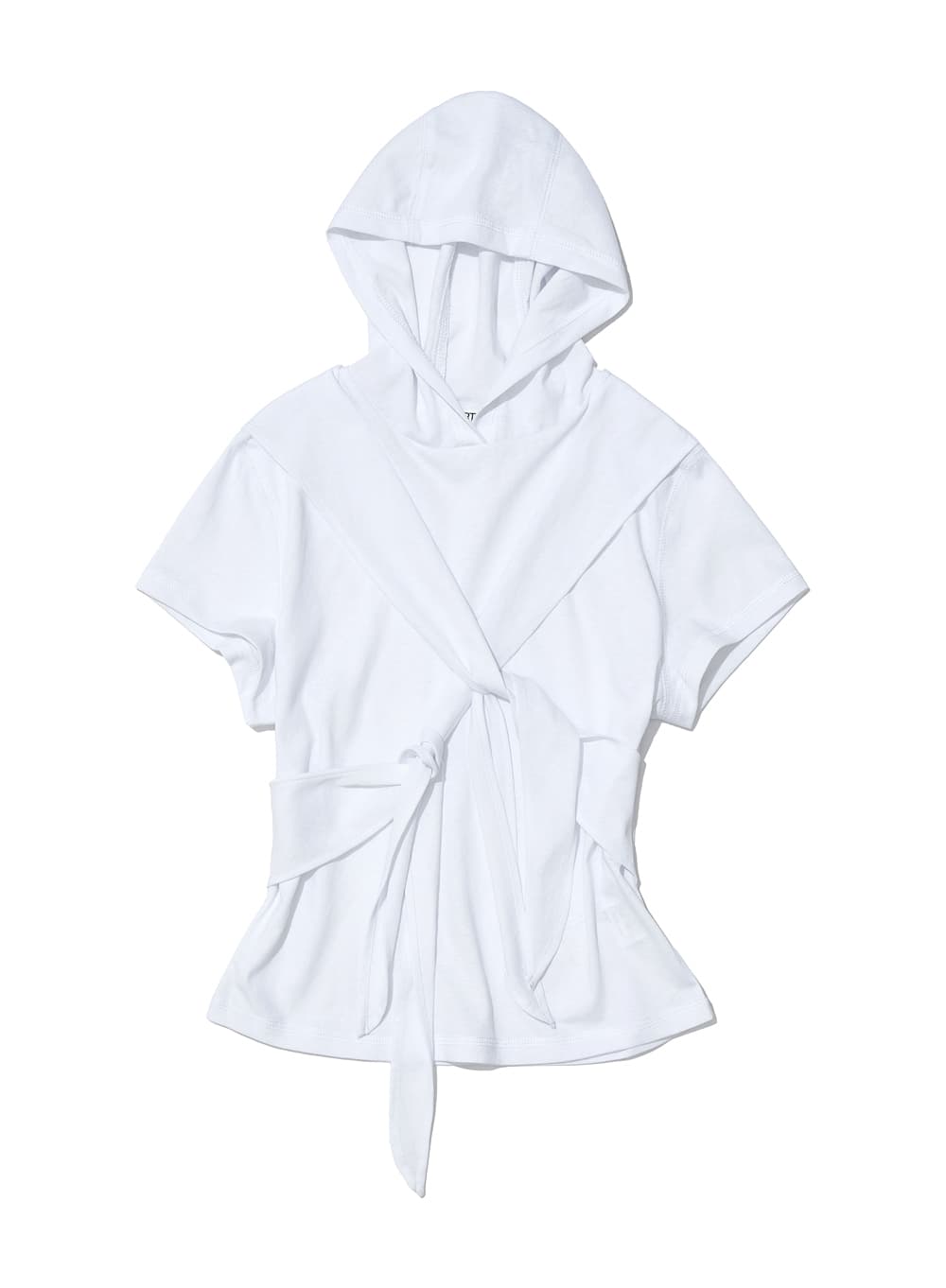 TIE-UP HOODIE SHORT SLEEVE TEE_WHITE