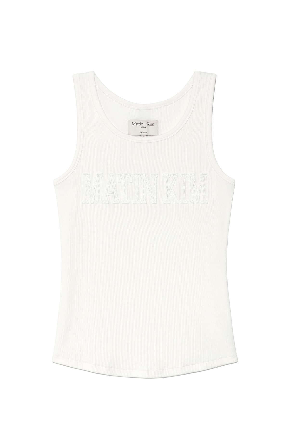 LOGO APPLIQUE SLIM TANK TOP IN WHITE