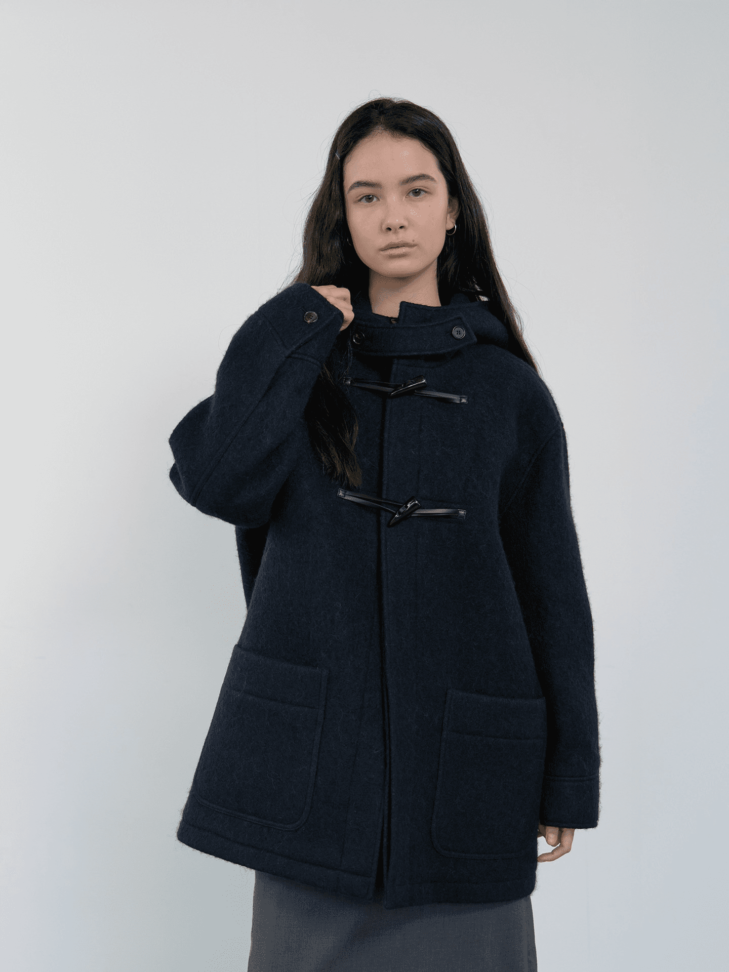 ALPACA HALF DUFFLE COAT_NAVY