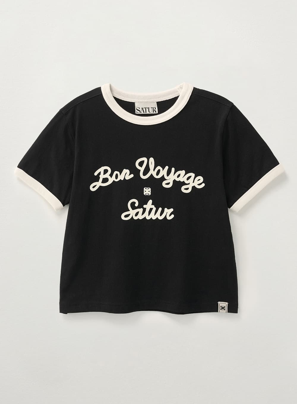 (W) Bon Voyage Ringer T-Shirt - Black