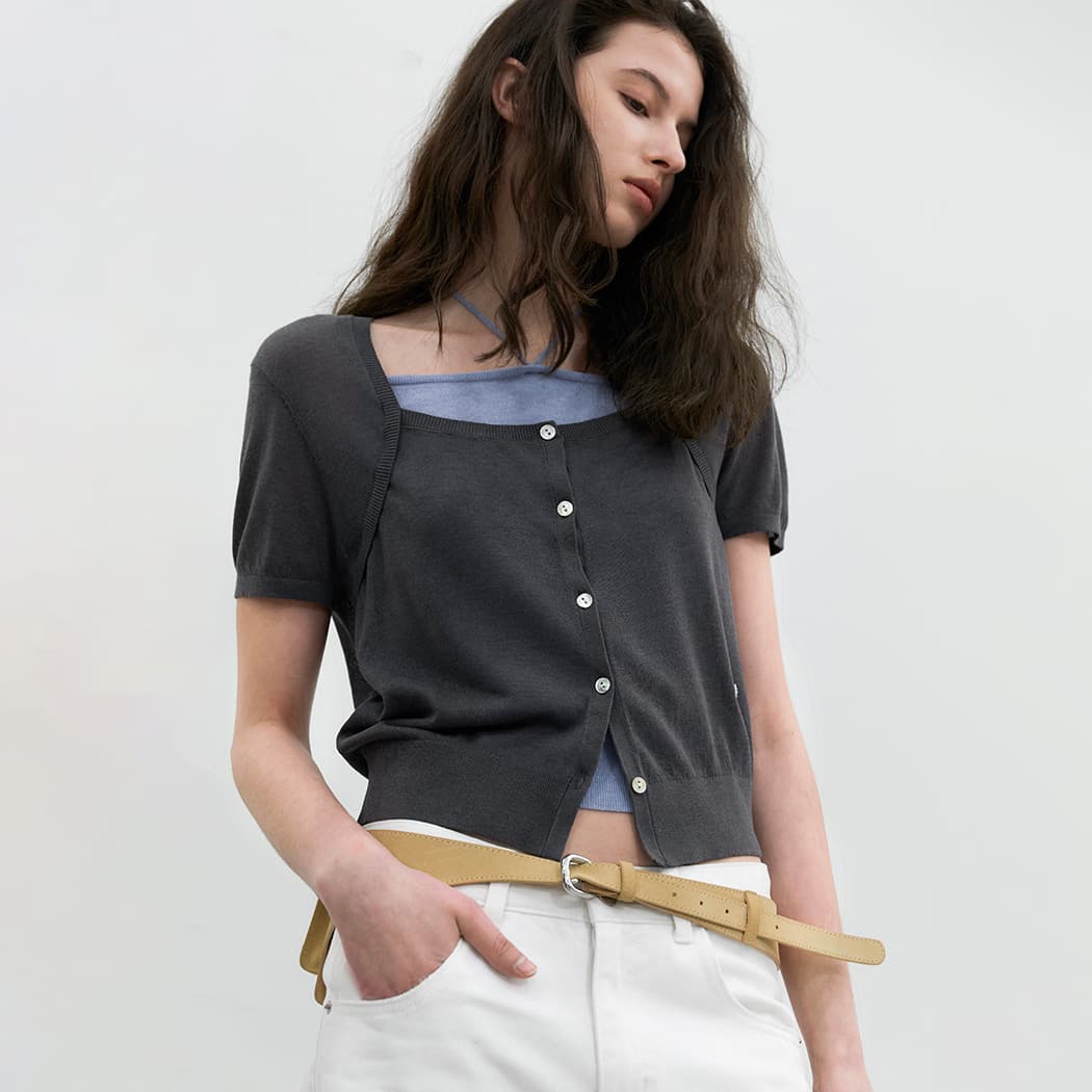 (CD-2274)COLOR COMBINATION KNIT ENSEMBLE SET