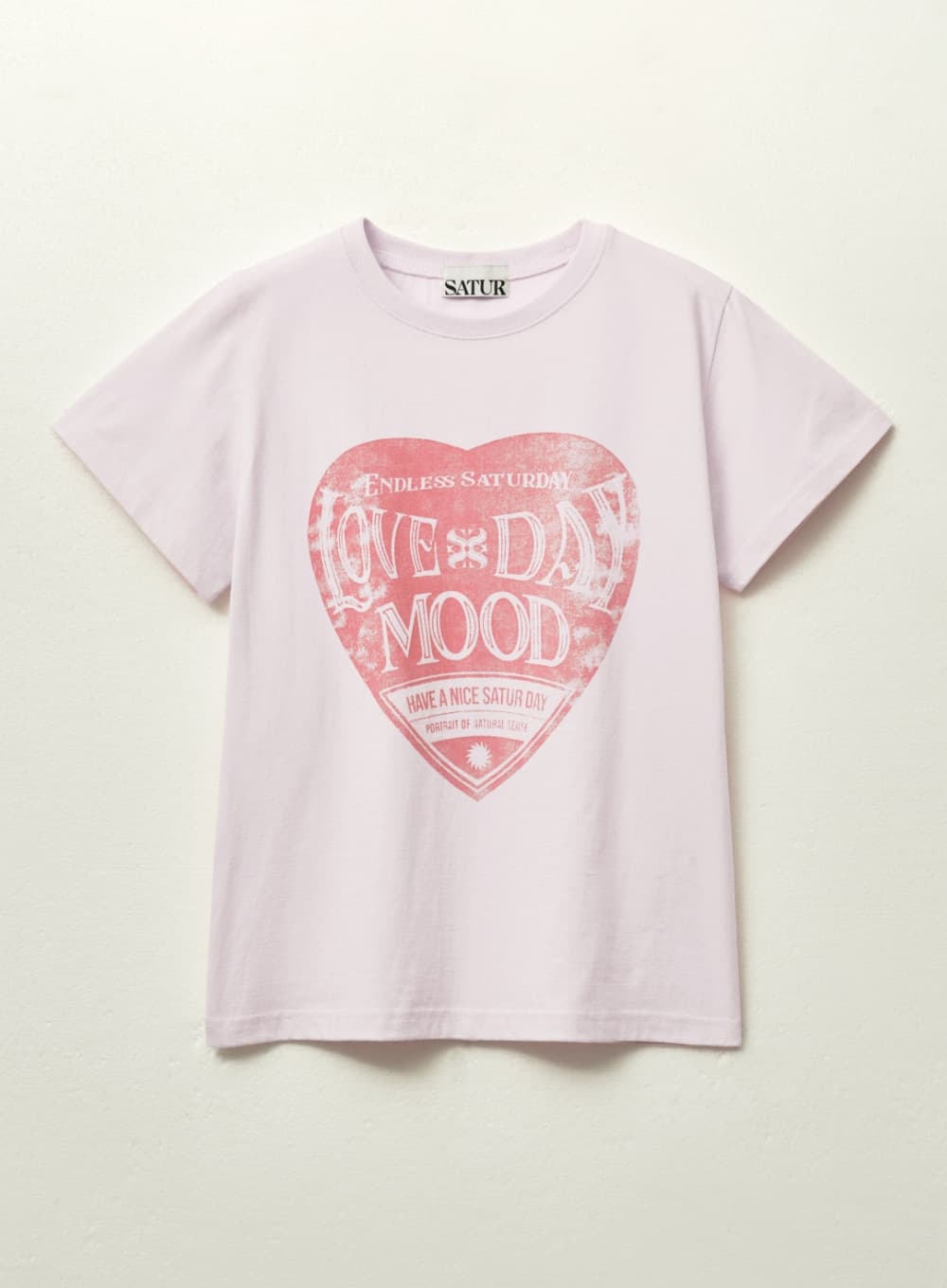 (W) Saturday Retro Mood Graphic T-Shirt - Light Pink