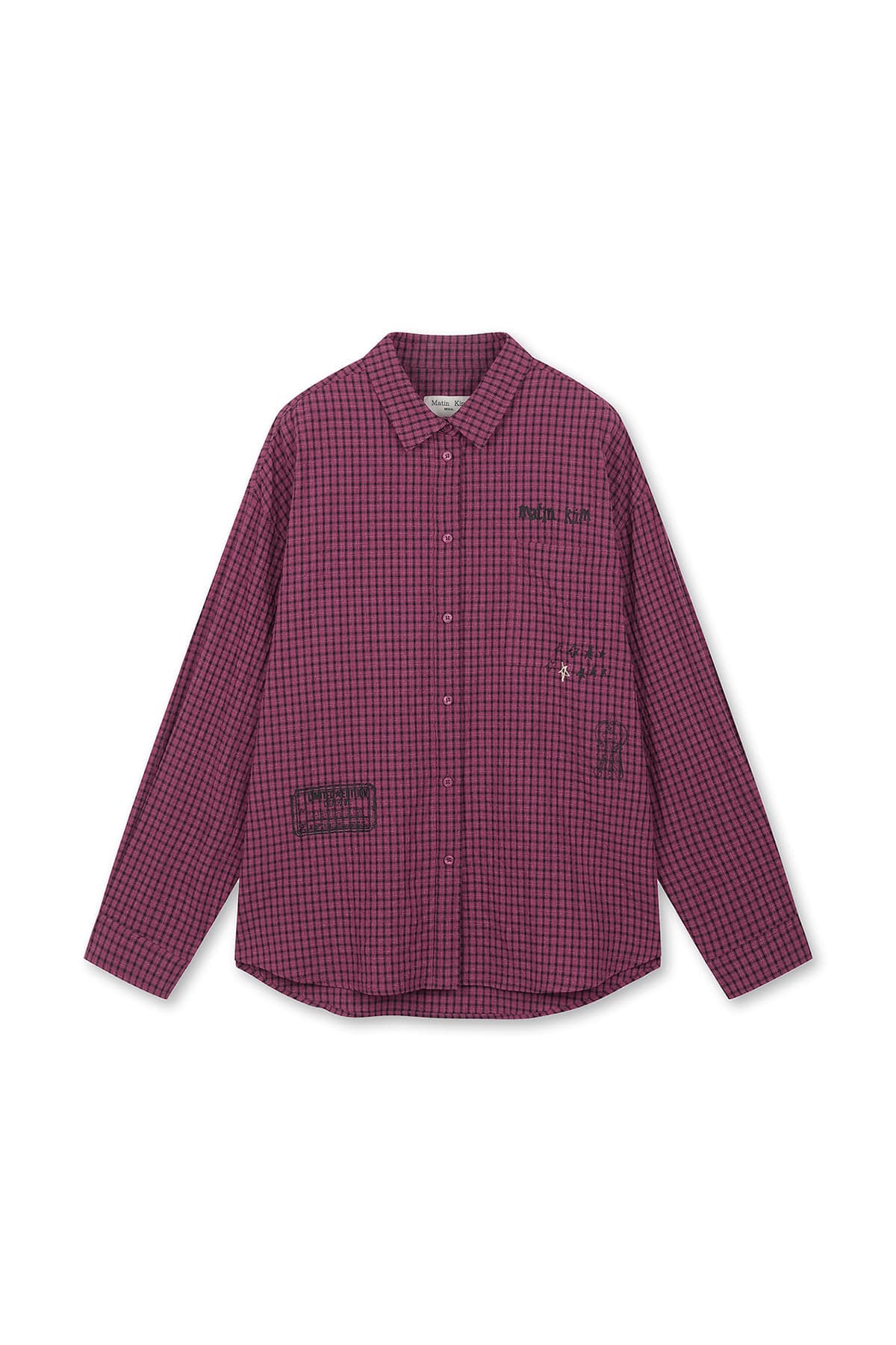 FRONT GRAPHIC CHECK SHIRT IN PINK