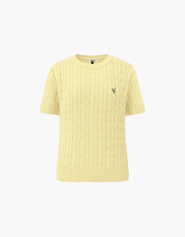 half sleeve cable knit - light yellow