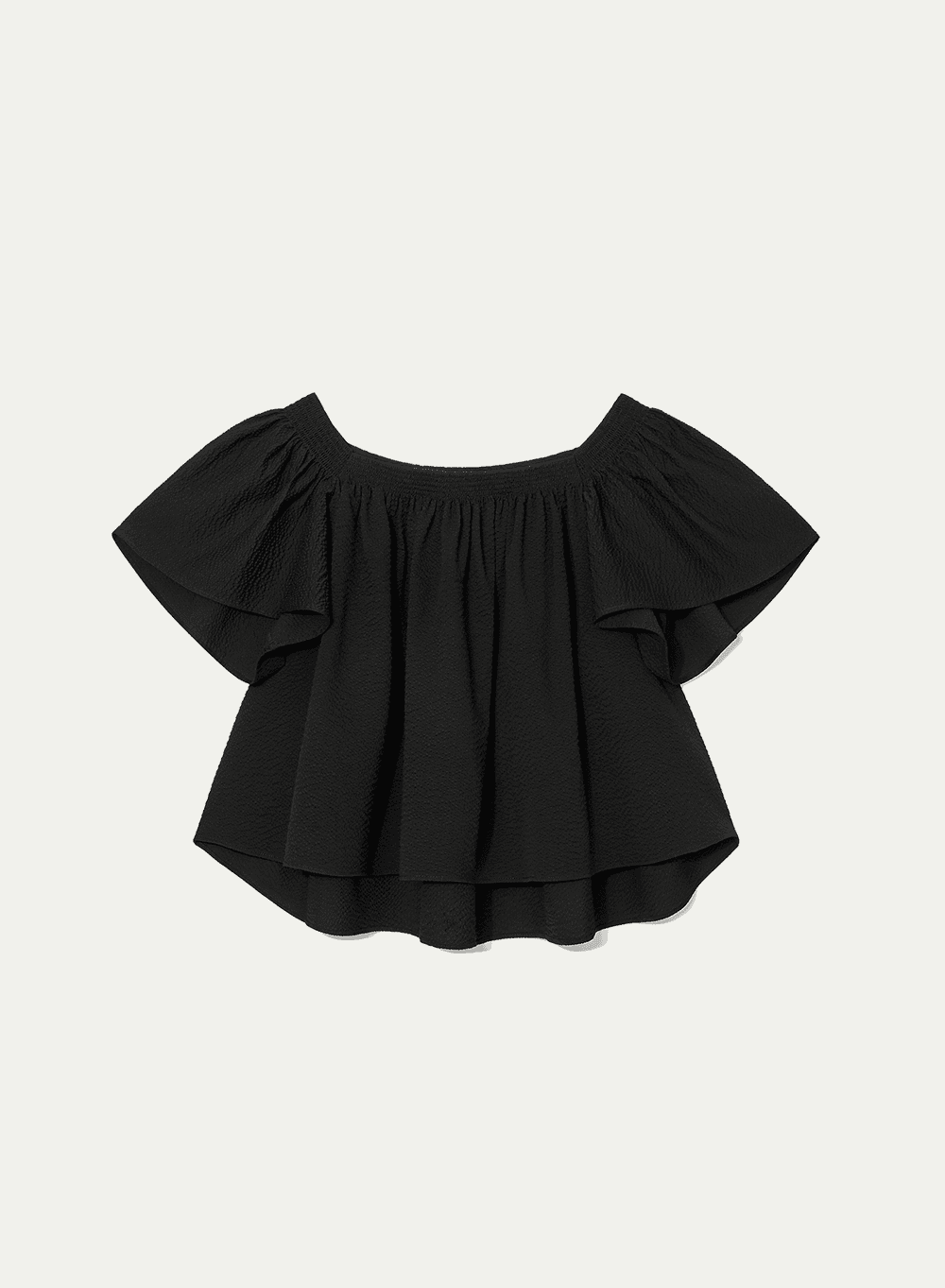 Wavy Smocked Blouse Black