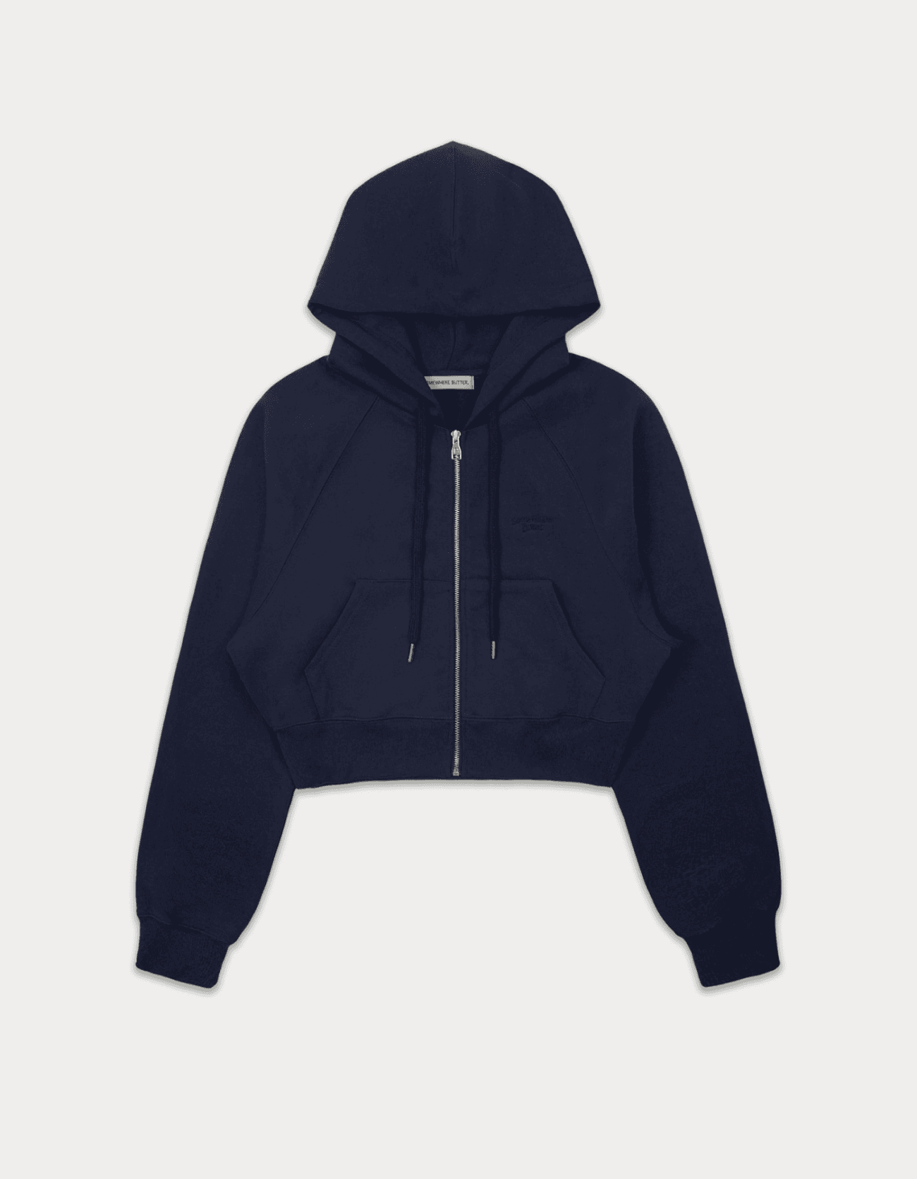 Essential crop hood zip-up - navy