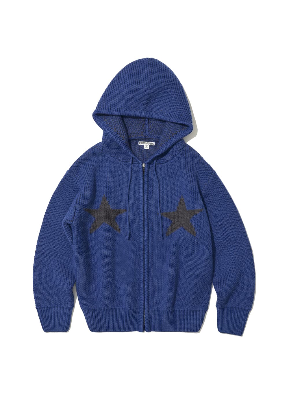 HOODED STAR KNIT ZIP-UP CARDIGAN_BLUE