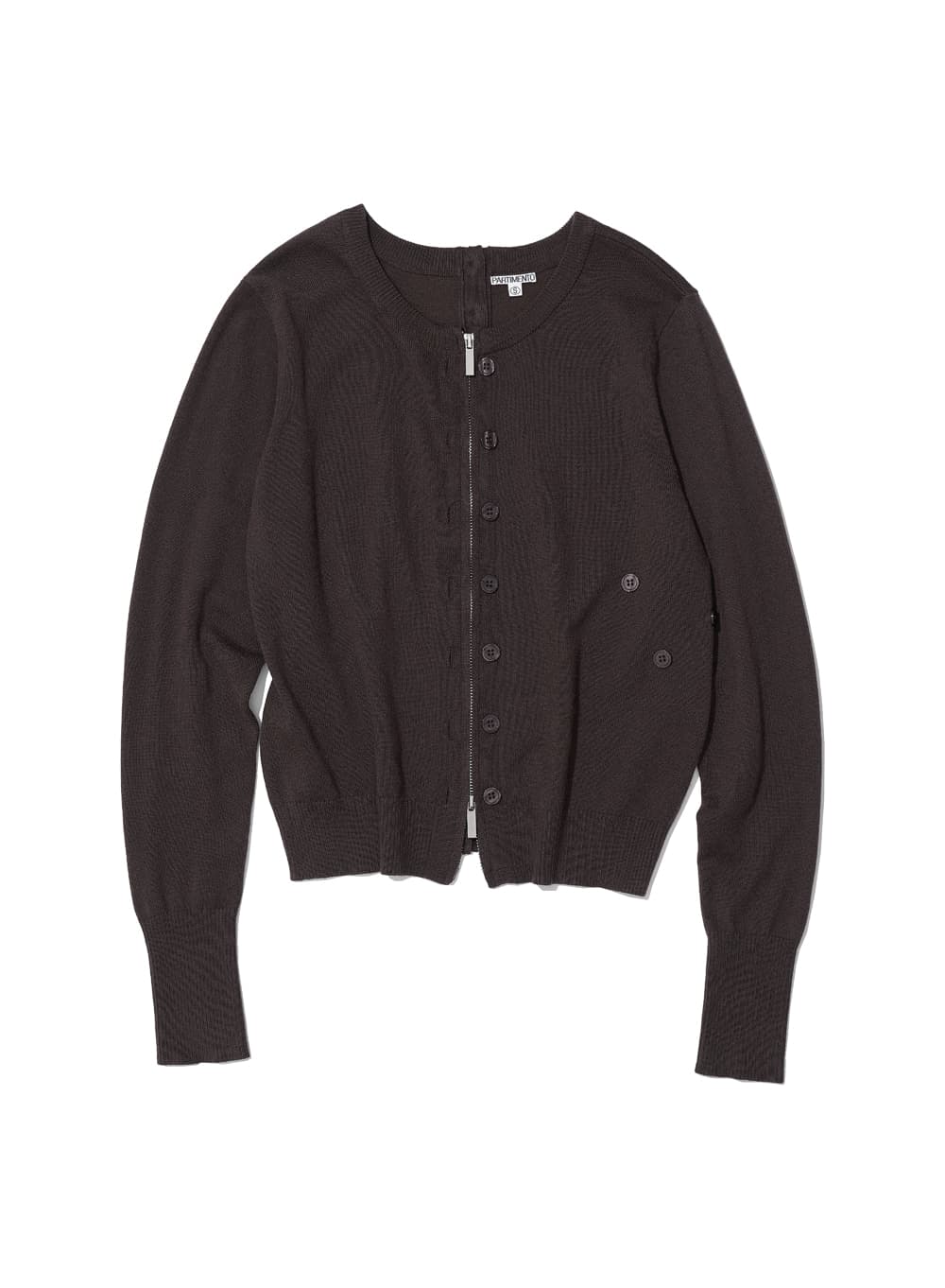 2WAY ASYMMETRIC KNIT CARDIGAN_BROWN