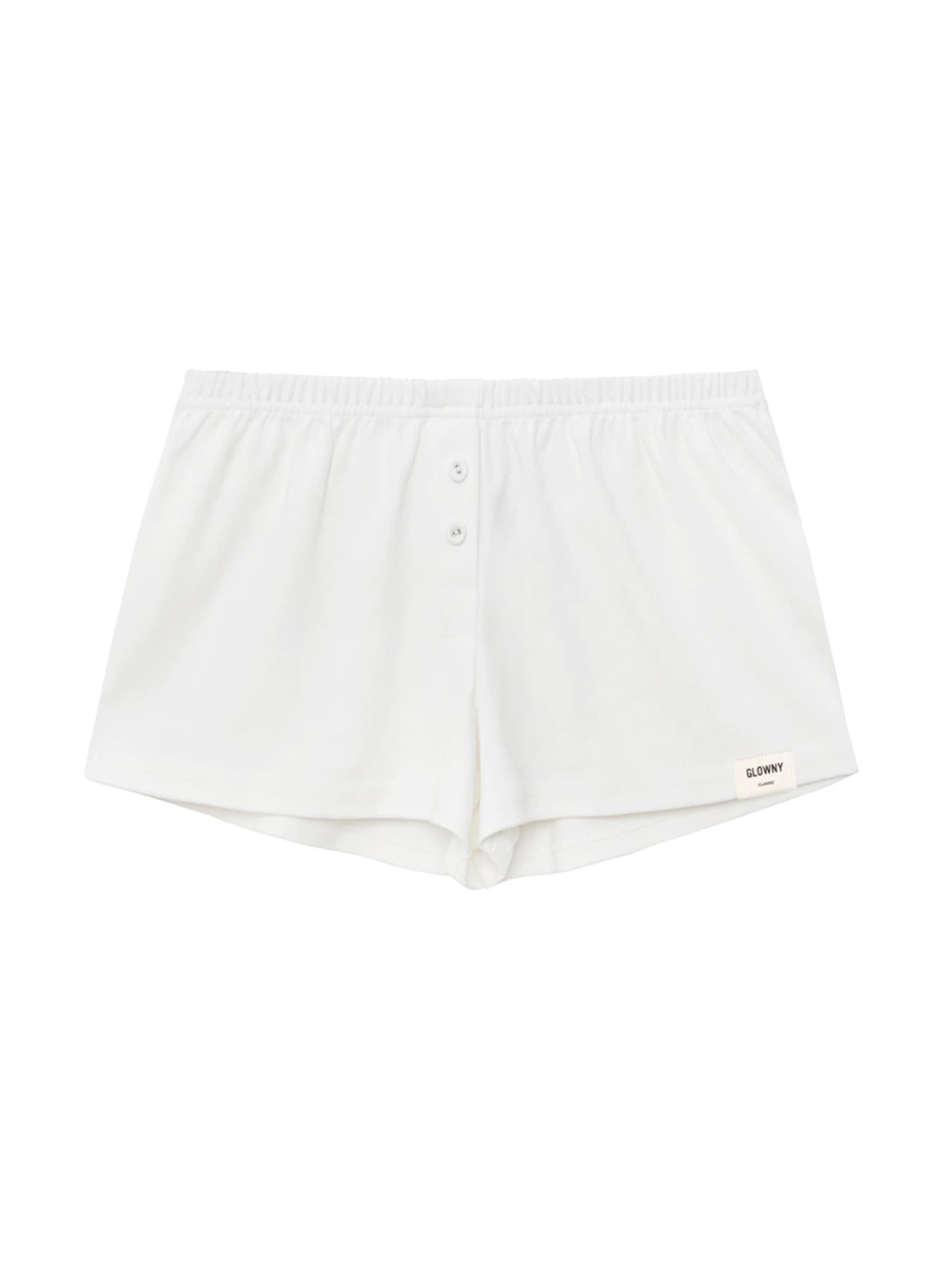 BUTTON FLY MINI SHORTS (WHITE)