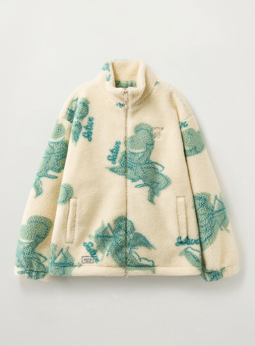 Angel Fleece Zip-up - Cream Green