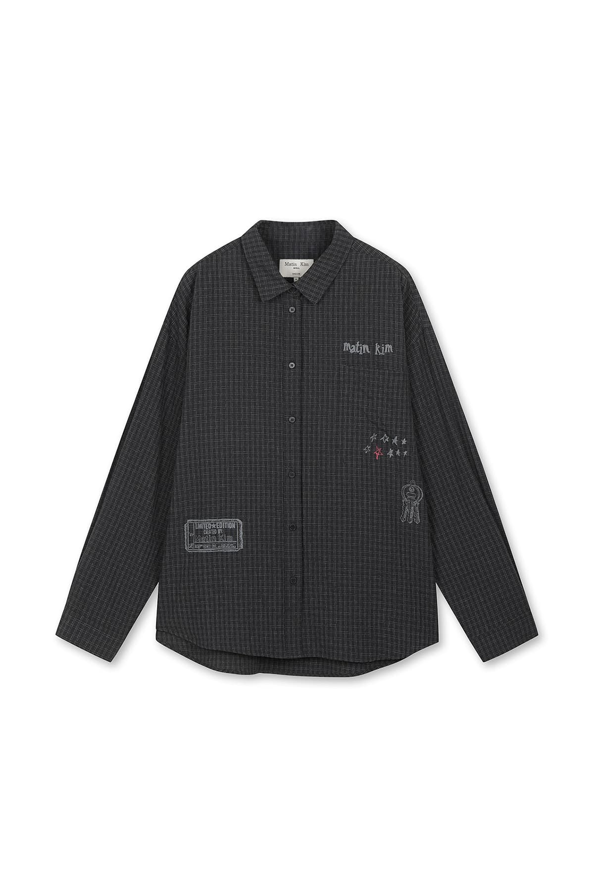 FRONT GRAPHIC CHECK SHIRT IN CHARCOAL