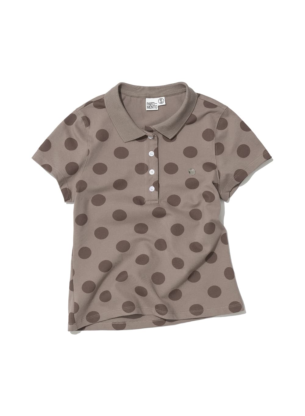 POLKA DOT ALL OVER PRINTED POLO TEE_MUD