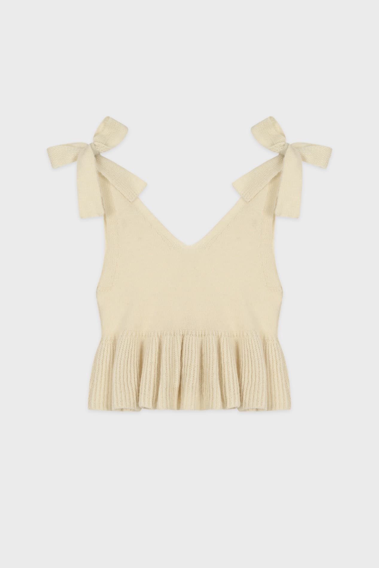 Ribbon Tie Frill Sleeveless (Ivory)