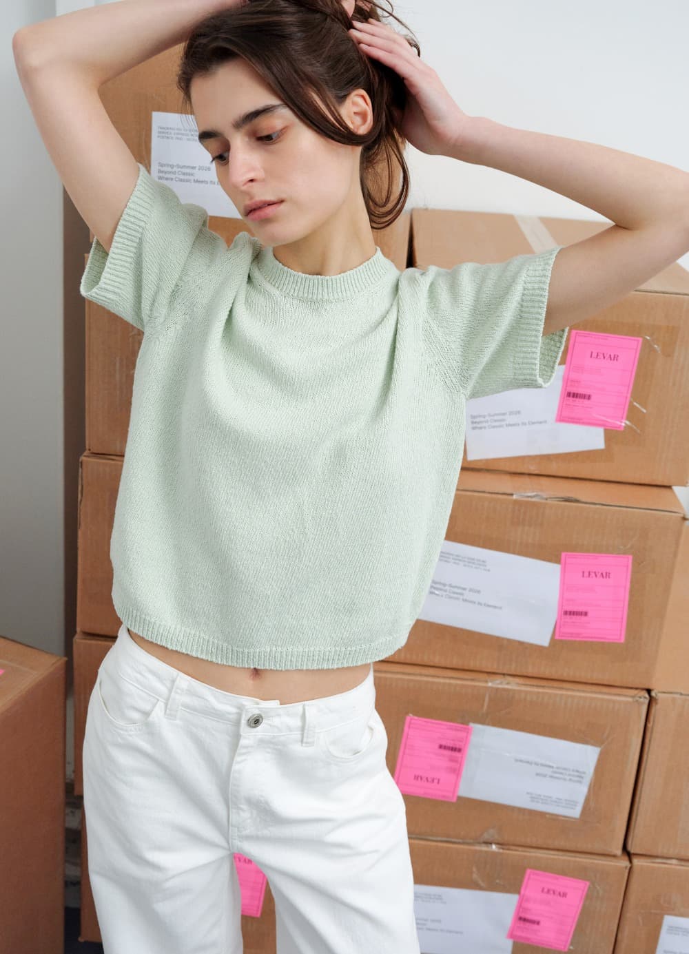Pebble Boucle Knit Top - Irish Mint