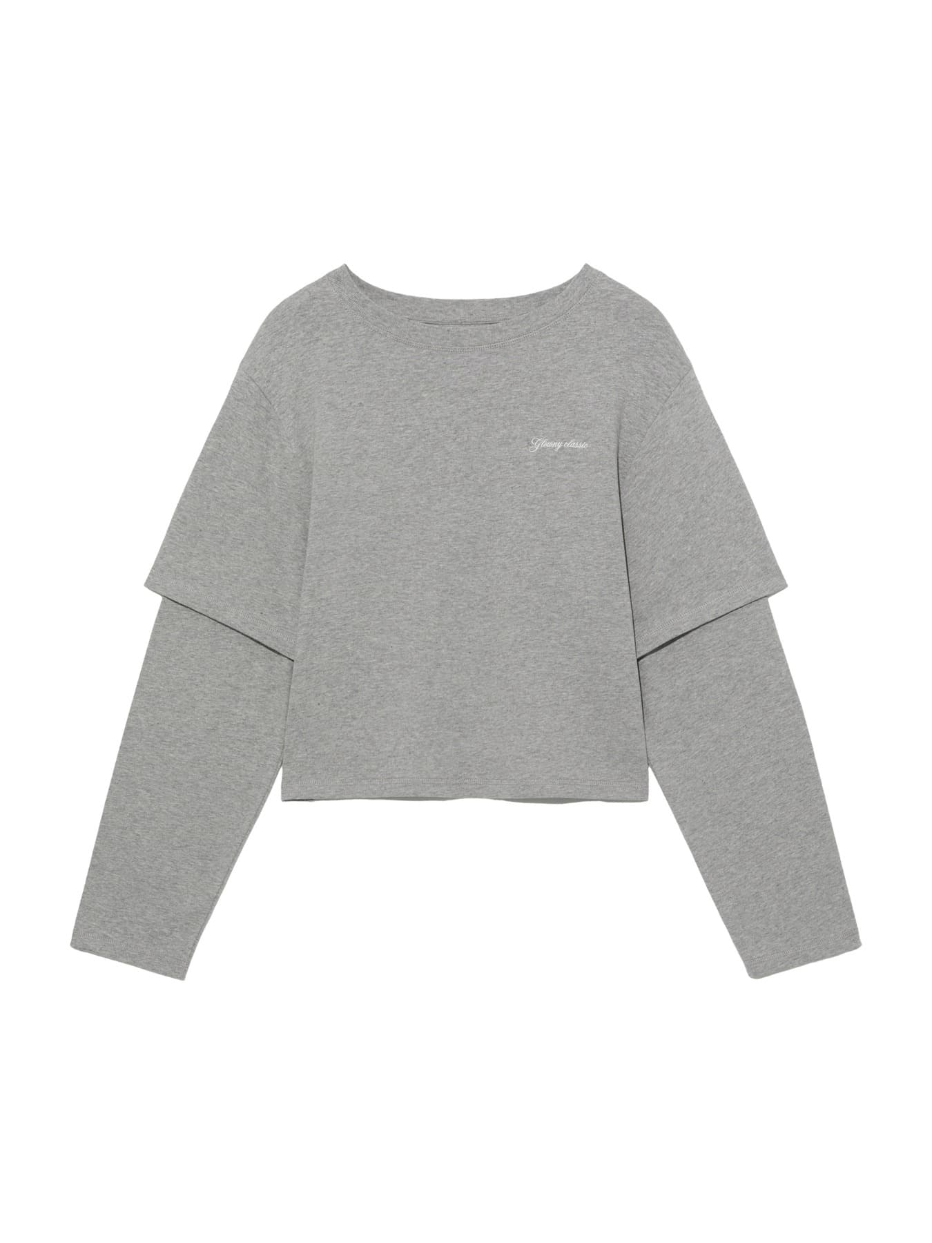 G DOUBLE SLEEVE LETTER TEE (MELANGE GRAY)