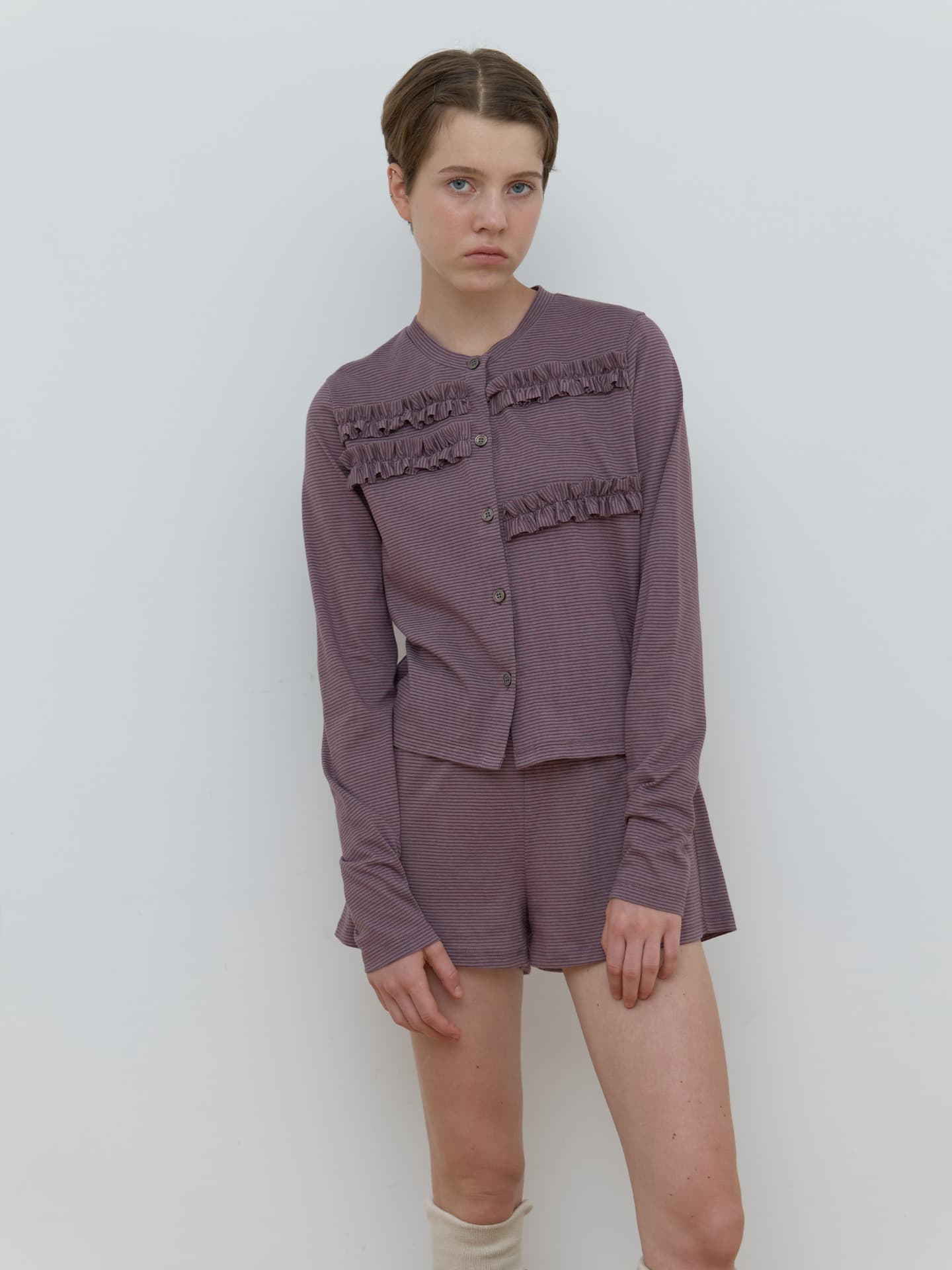 STRIPE TRUNK SHORTS_GREY