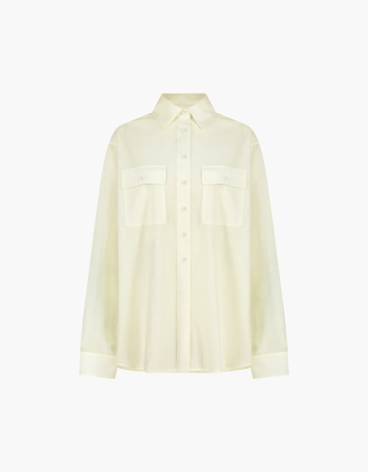 pocket sheer shirts - cream