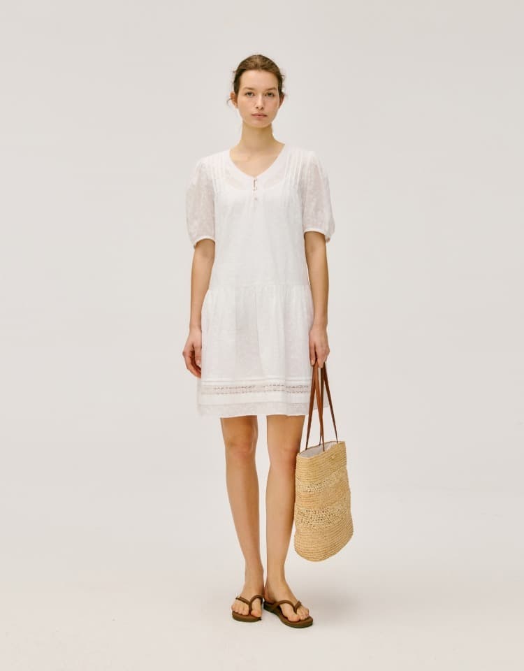 lace mini one-piece - white