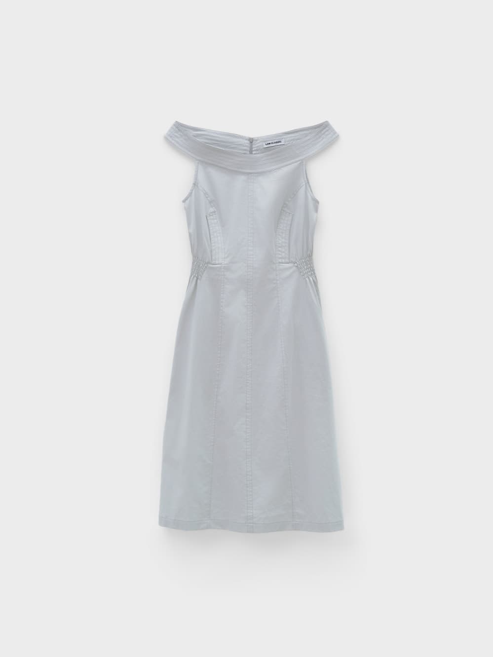 Off Shoulder Cotton Dress_Light Grey