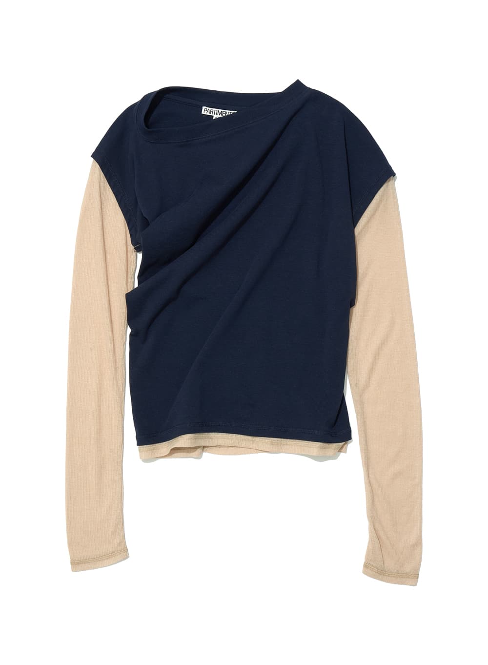 ALL-IN-ONE UNBALANCED DRAPE TOP_NAVY