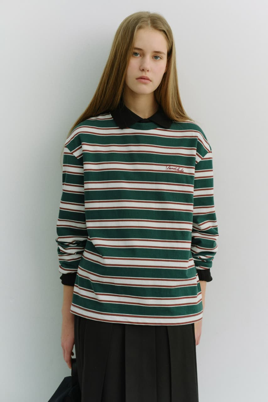 UNISEX STRIPED T-SHIRT GREEN STRIPE_UDTS6A106E2