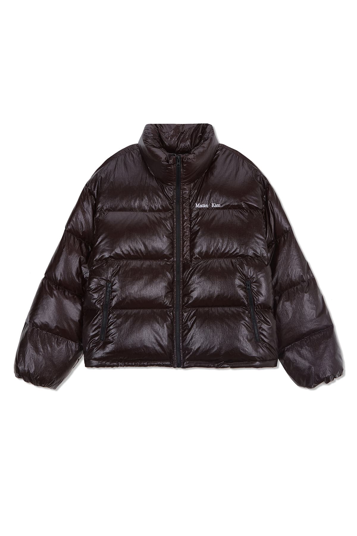 SMALL LOGO VOLUME DOWN JUMPER FOR MEN IN DARK BROWN
