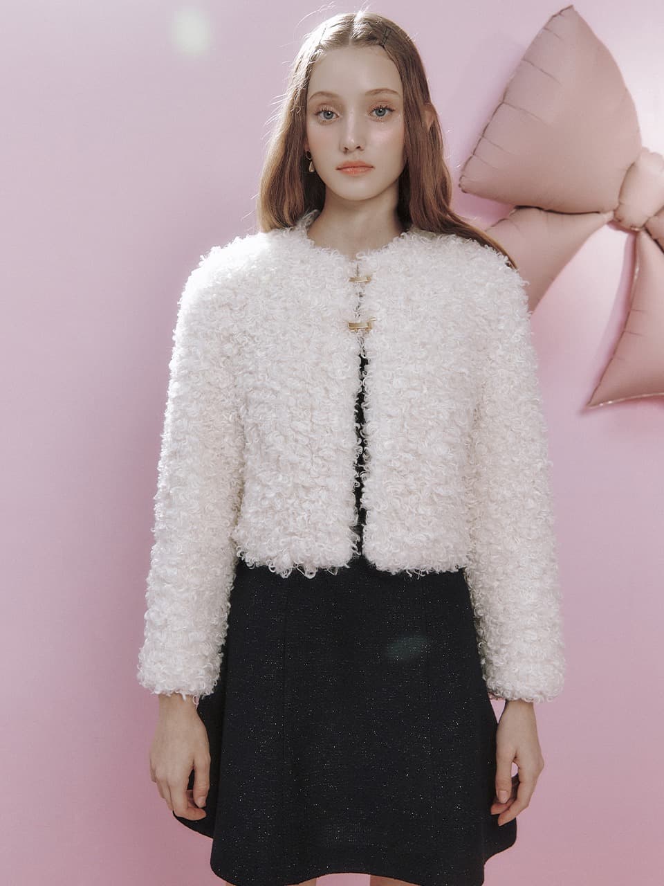 Rose faux fur jacket (2colors)