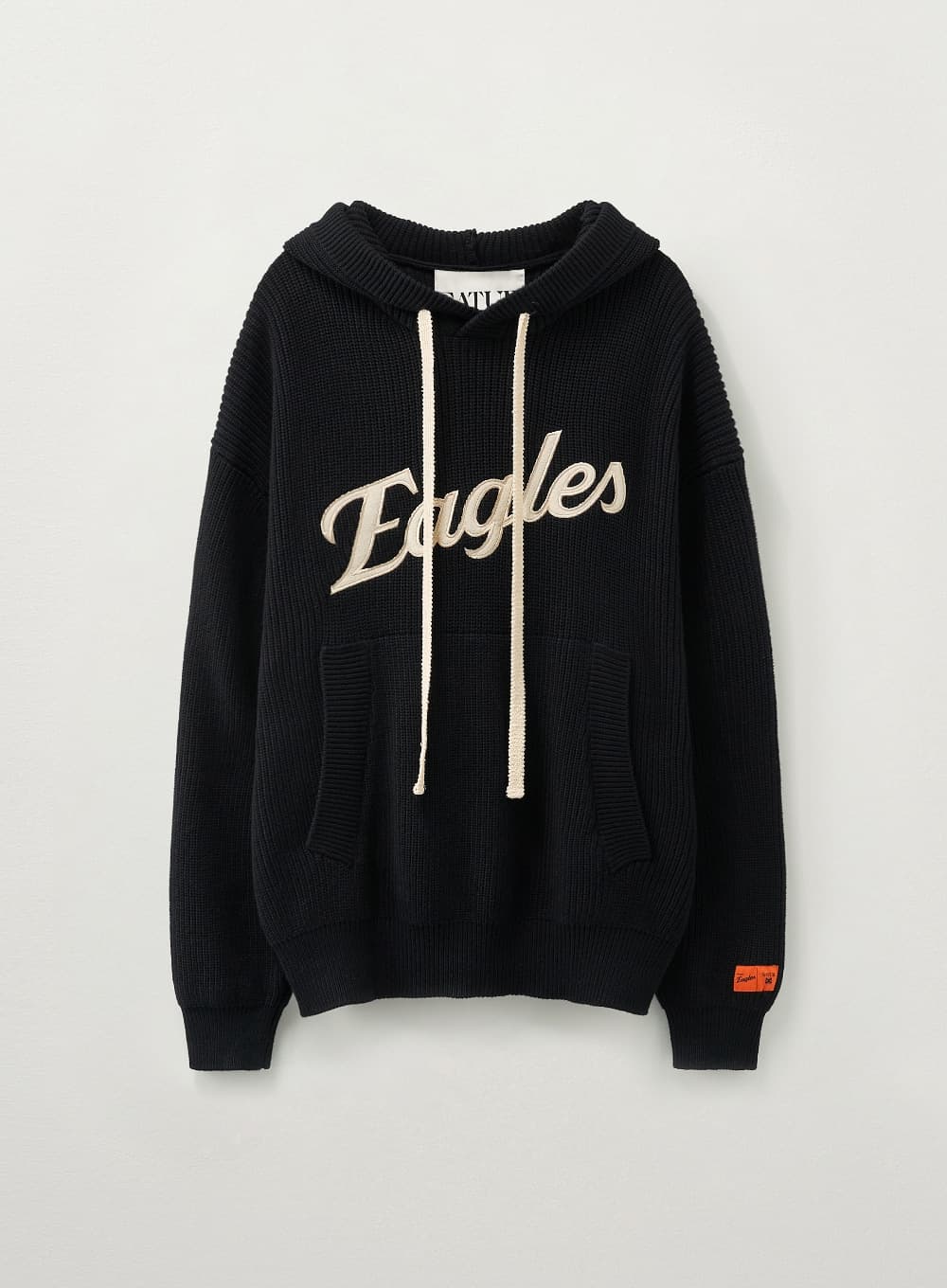 Satur x Hanwha Eagles Applique Knit Hoodie - Black