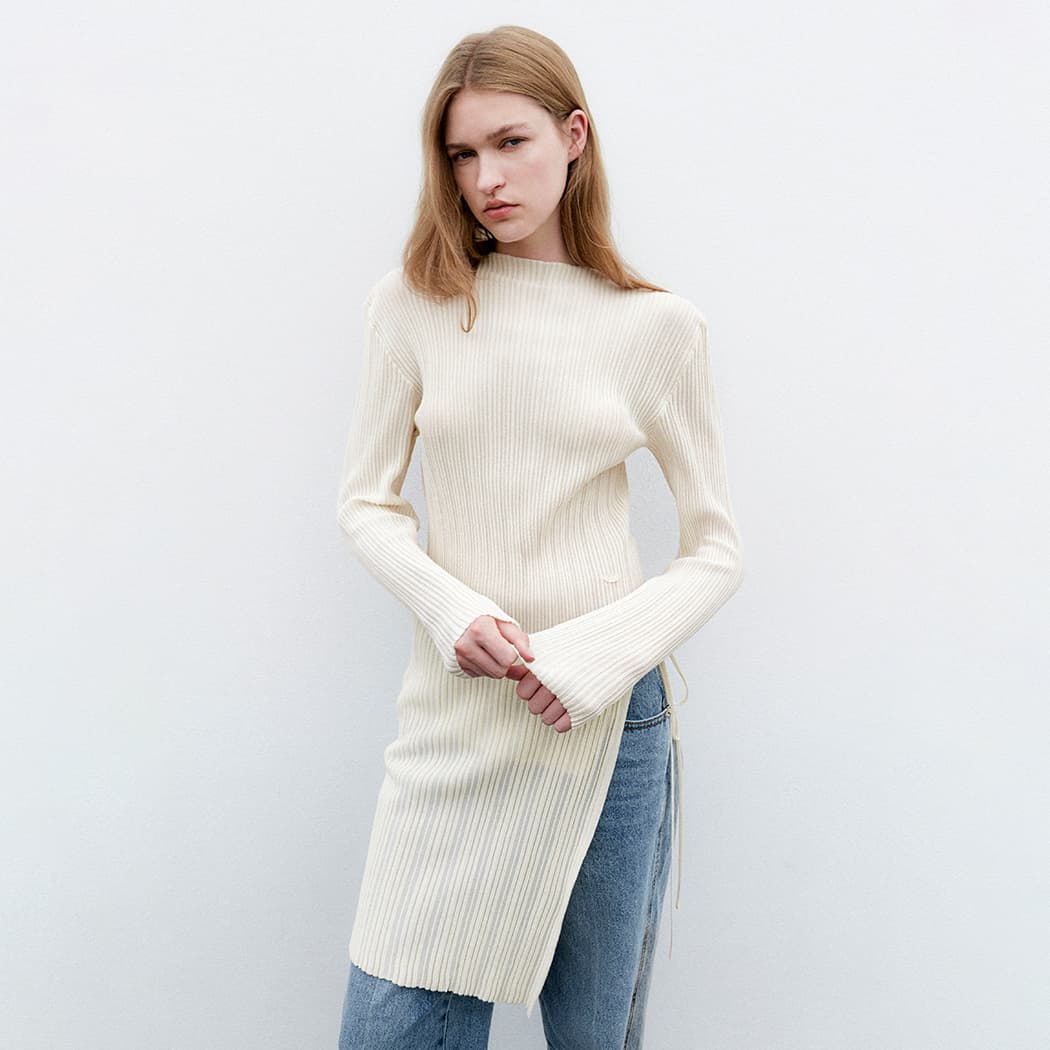 (T-7114)ACCORD PLEATS SLIM KNIT