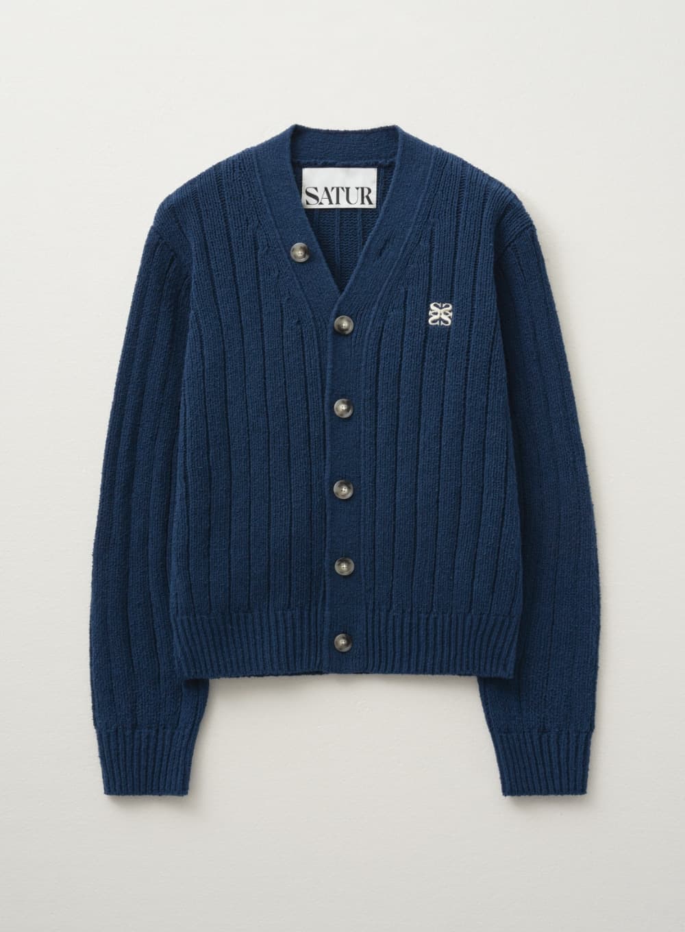 (W) Faro Over Size Boucle Cardigan - Navy Peony