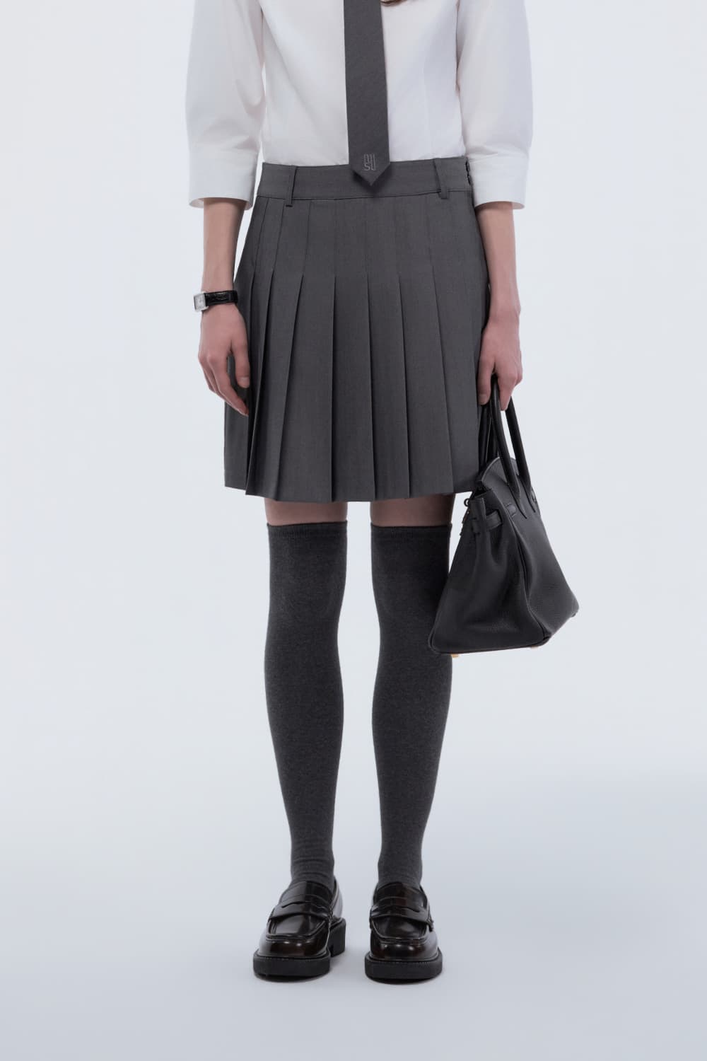 Jenn Pleated Mini Skirt - Grey
