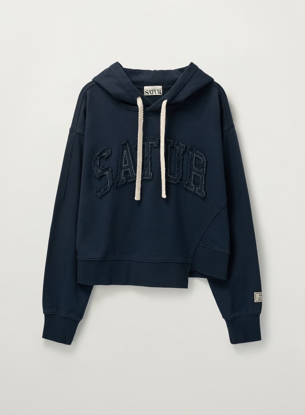 (W) Dublin Crop Hood T-shirt - Navy