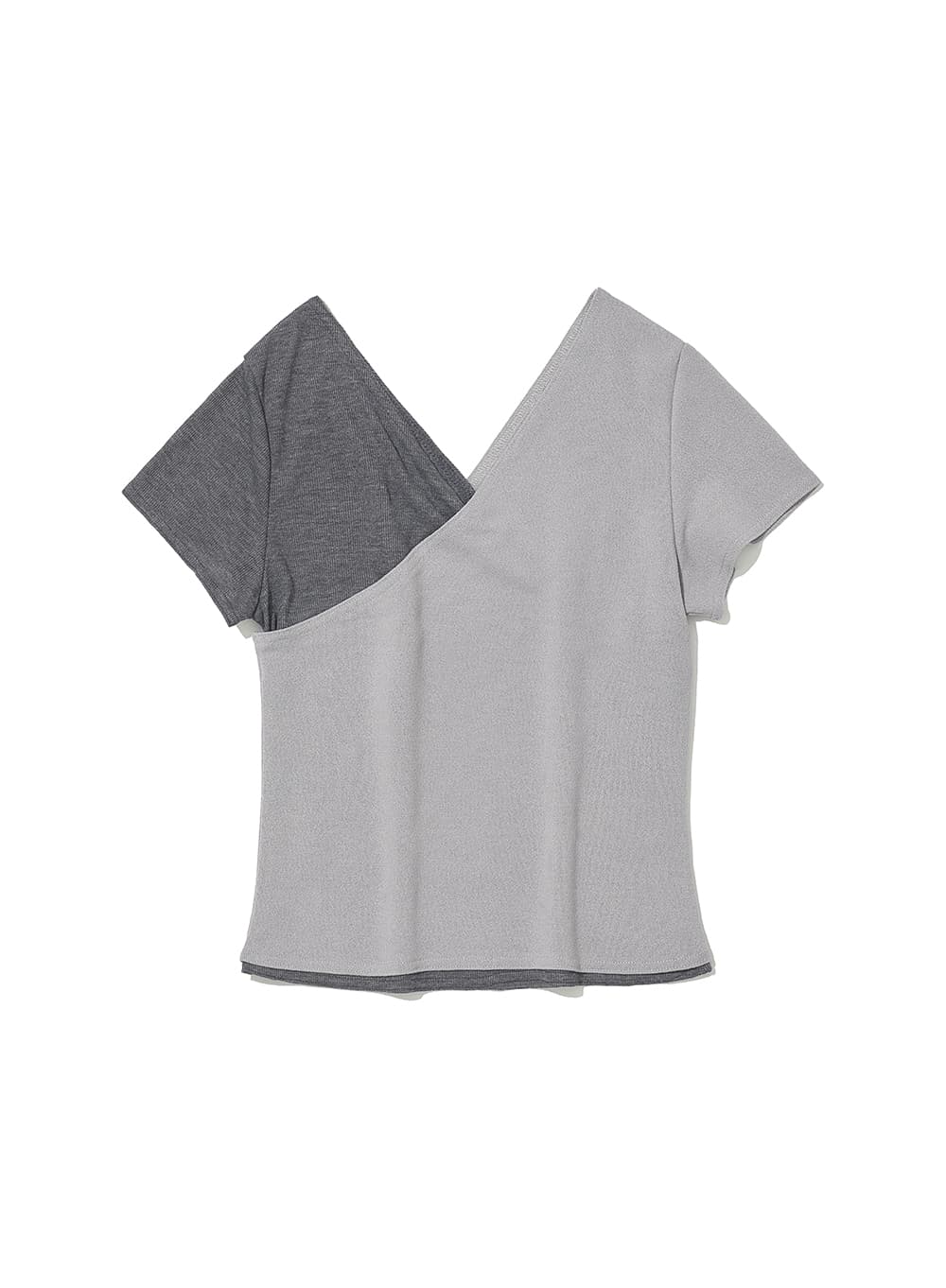 DETACHABLE CROSSOVER SHORT SLEEVE TEE_LIGHT GREY