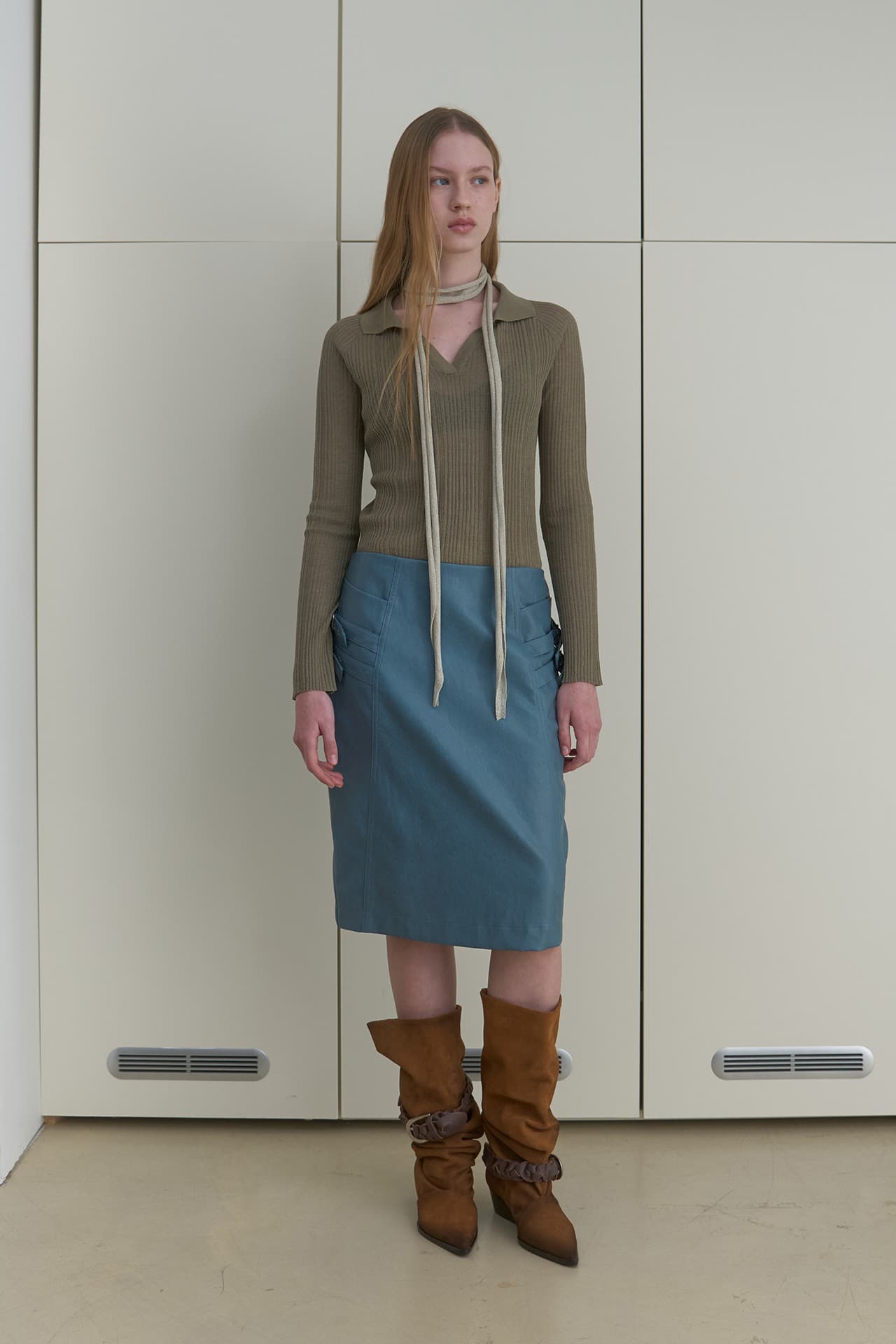 SHEER PIQUE KNIT_KHAKI