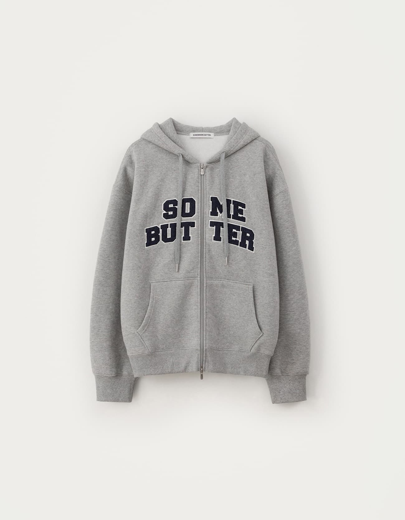 Corduroy Logo Hoodie Zip-Up - Grey