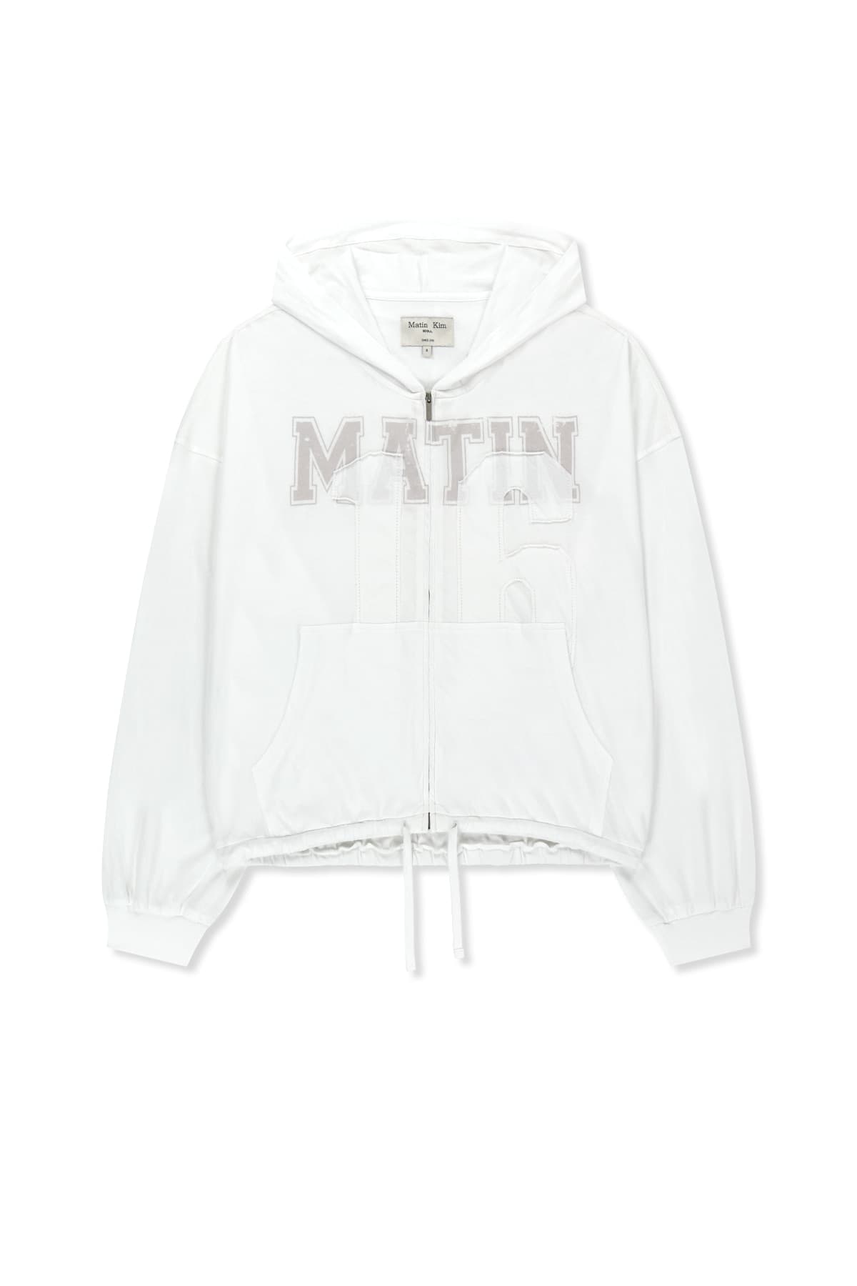 MATIN 16 APPLIQUE LOGO HOODY ZIP UP IN WHITE