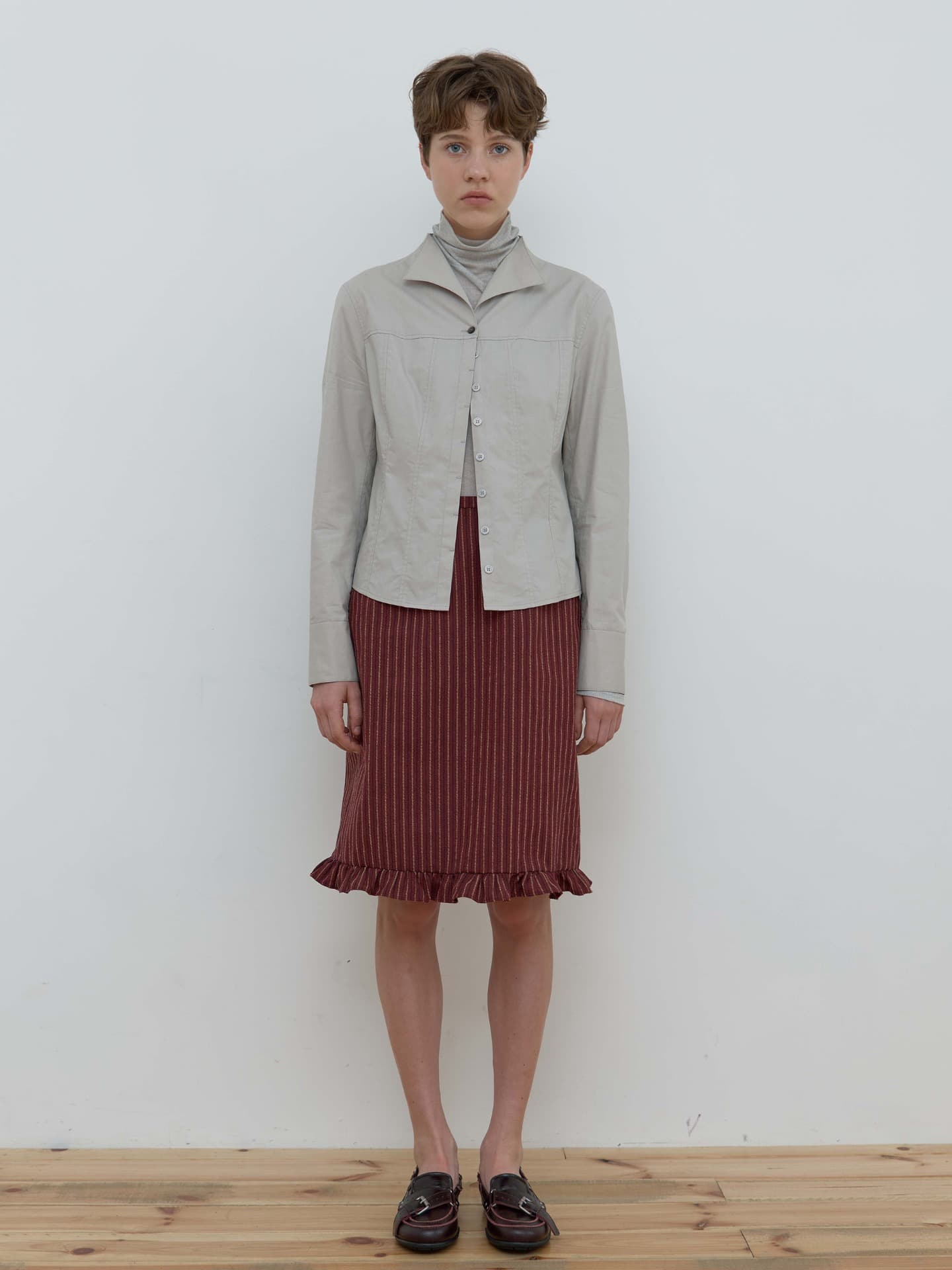 FRILL MIDI SKIRT_RED