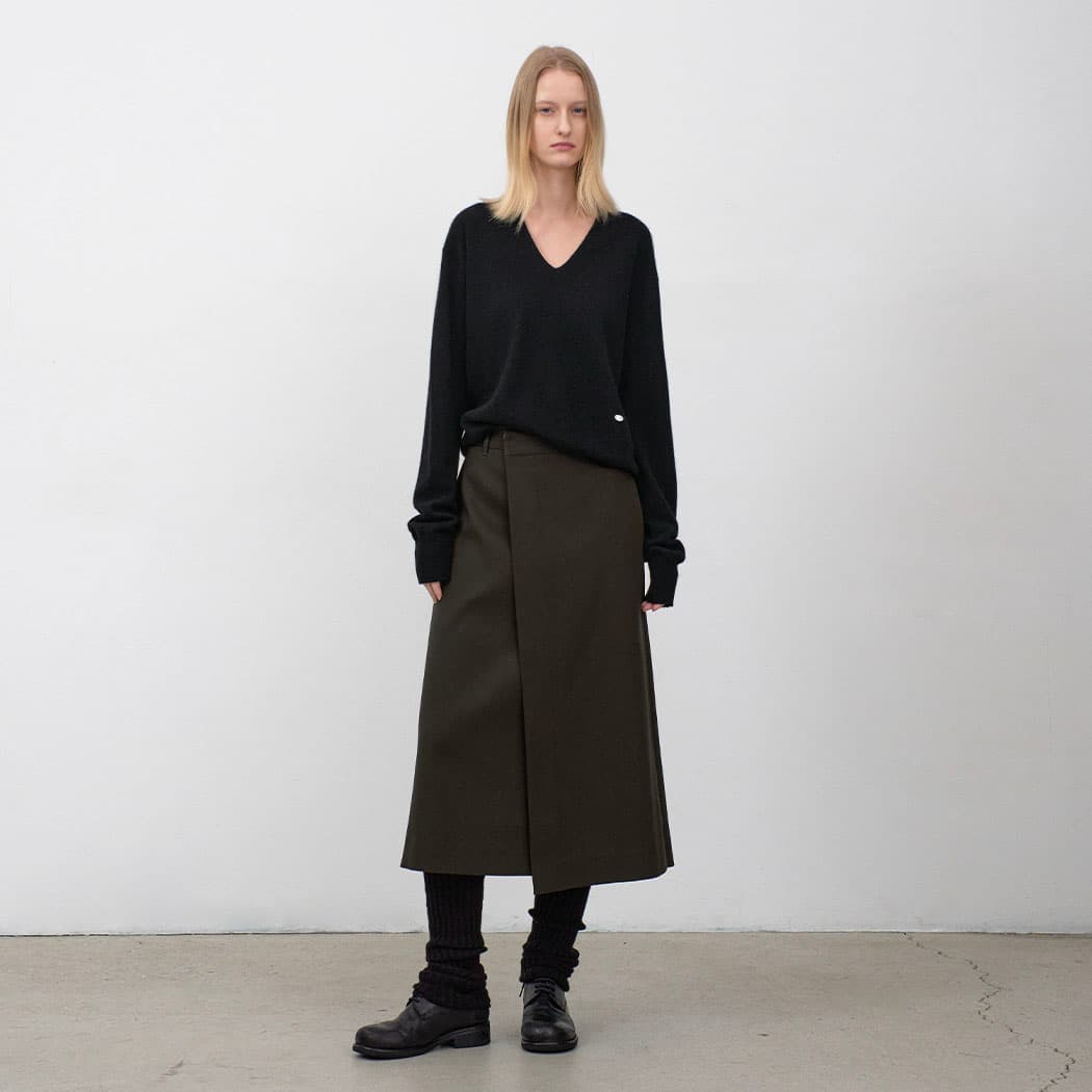(SK-5067)ESSENTIAL UNBALANCED WRAP SKIRT