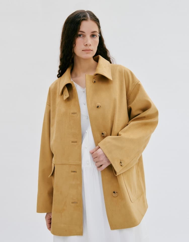 suede pocket single jacket - yellow beige