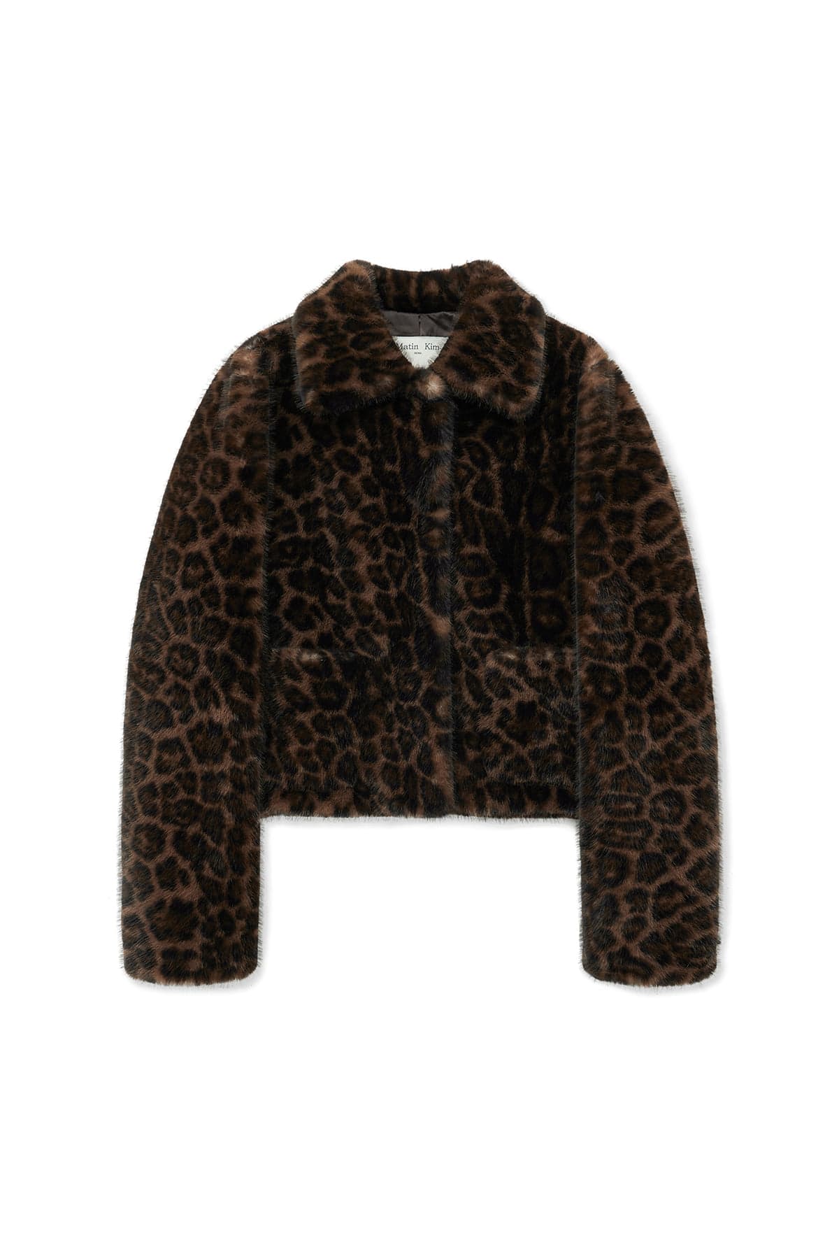 LEOPARD FUR CROP JACKET IN BROWN