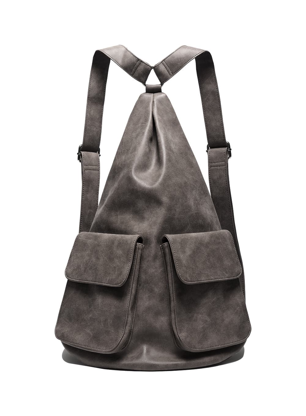 MULTIWAY POCKET FAUX LEATHER BACKPACK_BROWN