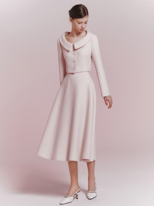 Seir tweed midi flare skirt