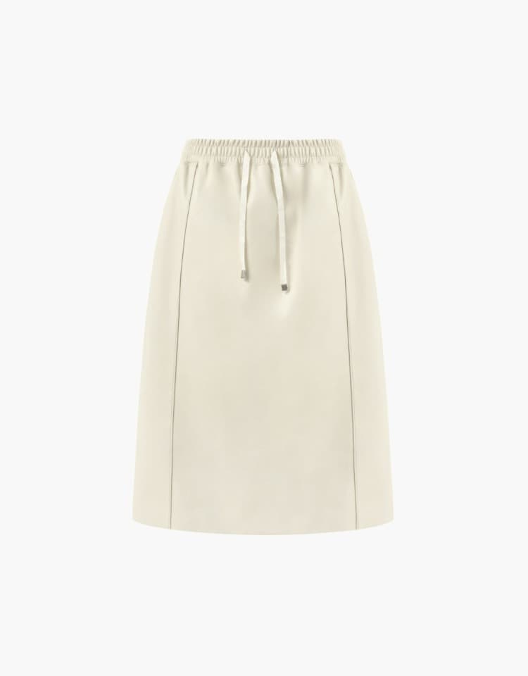 leather banding skirt - ivory
