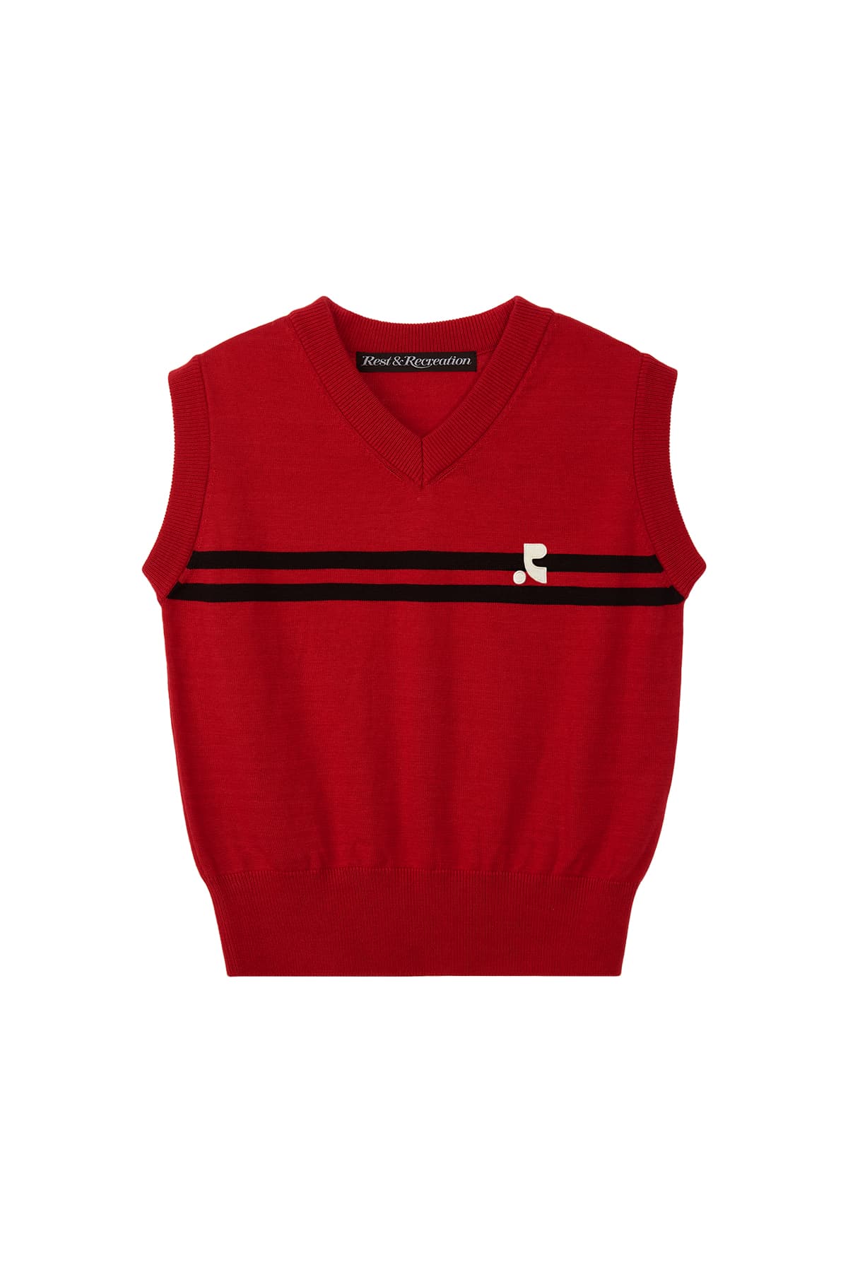 DOUBLE LINE KNIT VEST - RED