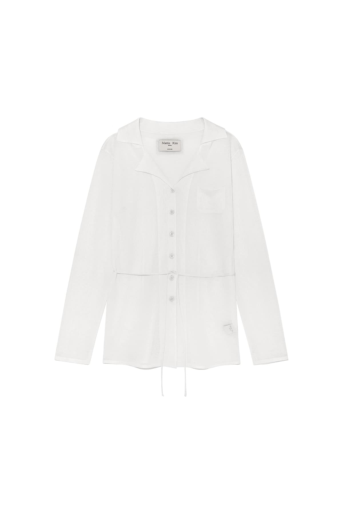 STRING POINT PLAIN LONG CARDIGAN IN WHITE
